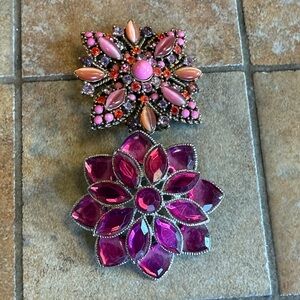 Vinage Pink and Purple Floral Brooch Bundle